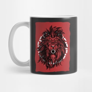 Lion portrait face mane illustration Mug